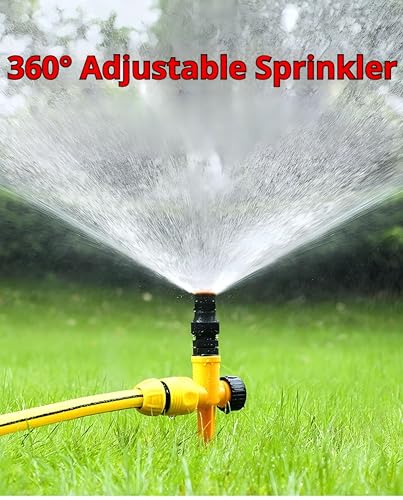 360° Adjustable Lawn & Garden Sprinkler - Durable ABS Ground Spike Sprinkler System for Grass, Yards & Flower Beds | Connectable Design for Wider Coverage（2pcs）