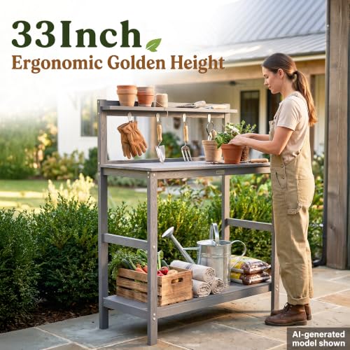 YEFU Potting Table, All-Weather Resistant,Grey - color: Gray, size: Classic
