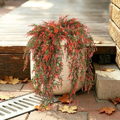 RECUTMS 4Pcs Artificial Fall Lavender Fake Hanging Plants for Outdoors - color: Orange