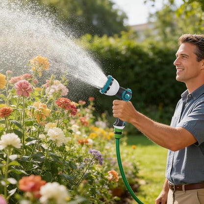 Besiter Garden Hose Nozzle, Hose Sprayer Nozzle with 10 Spray Patterns, Thumb Control On Off Valve,2 Pack High Pressure Metal Water Hose Nozzle for Car Wash, Plants, Pets & Outdoor Cleaning Blue Green - color: GreenBlue