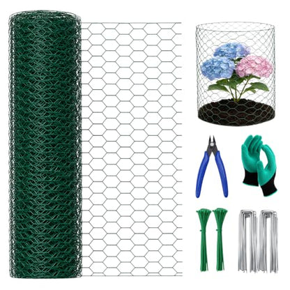 16in x 33ft PVC Coated Chicken Wire Mesh Fence - size: 33Ft x 16In