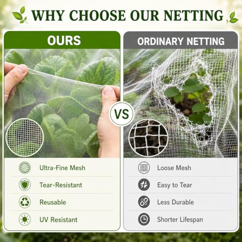 10 ft x 50 ft Garden Mesh Netting,Ultra Fine Plant netting for garden protection, garden netting for raised beds Vegetables,Bird Insect Nettings for Gardening, Blueberry Bush Strawberry Nettings Cover - size: 10 ft x 50 ft