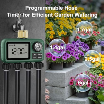 Water Timer for Outdoor Garden Hose, Sprinkler Timer for Garden - style: 4 Zones Brass Inlet