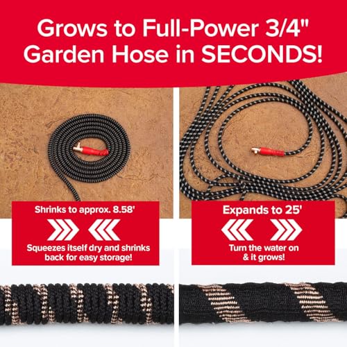 Pocket Hose 25 FT Copper Head Hose, Pocket Pivot, No Tangles, Anti-Burst