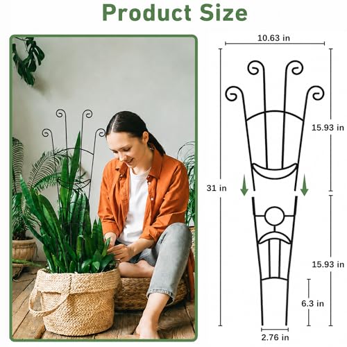 32.6in Plant Trellis for Climbing Plants Indoor, Expandable Large Metal Trellis for Potted Plants, Heavy-Duty Tall Pothos Plant Climber Support for Ivy Pothos Hoya Monstera, 4P - size: 32in, 4p