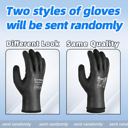 Schwer 2 Pairs Waterproof Winter Work Gloves Latex Coated, CR3302-B, XL - color: Winter Black, size: X-Large