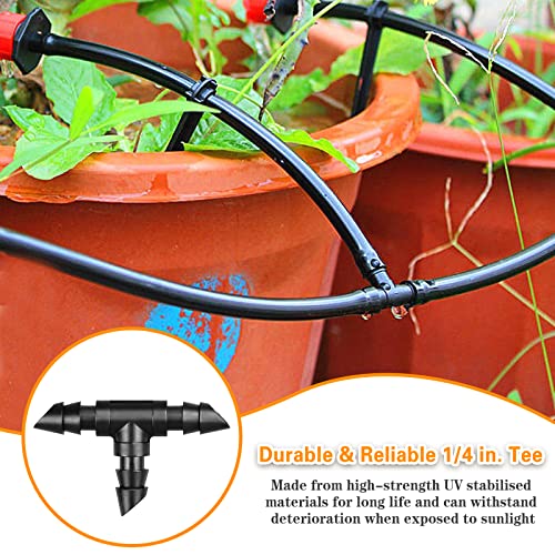 Gardrip Drip Irrigation Tee Fittings：100 Pieces Barbed Tee Irrigation Parts with Sharp End Fits for 1/4 Inch Drip Irrigation Tubing Drip Line T Connectors for Garden Lawn System - color: Tee-100P