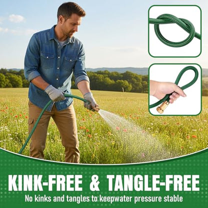 Garden Hose 25 ft, Non-Expanding Lightweight Kink-Free Flexible Water Hose - color: Green, size: 25ft