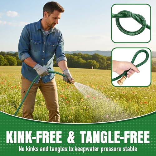 Garden Hose 95 ft, Non-Expanding Lightweight Kink-Free Flexible Water Hose - color: Green, size: 95ft