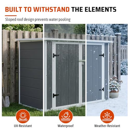 Outdoor Storage Shed Deck Box with Ramp and Lockable Lid - color: Gray - 56.10 X 28.90 X 43.90 Inch