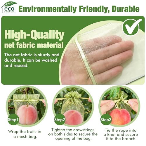 50 Pcs 6×9 Inch Drawstring Fruit Protection Mesh Bags - size: 6*9in-50 Pack