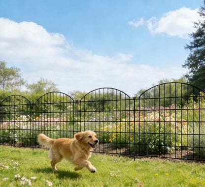 Decorative Garden Fence Panels 32 in(H) x 11.6 ft(L) Above Ground, Dog Fence Outdoor for Yard No-Dig Pet Barrier, Animal Proof Fence Metal Garden Fencing Animal Barrier, 5 Panels - size: 32x28Inch-5Pack without Lock