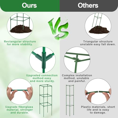 Lezmarket 3 Pack Tomato Cages for Garden, Tomato Trellis for Raised Garden Bed with Plant Clips and Twist Ties for Climbing Plants, 43 inches - size: 3 Pack