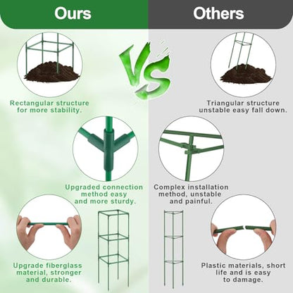Lezmarket 3 Pack Tomato Cages for Garden, Tomato Trellis for Raised Garden Bed with Plant Clips and Twist Ties for Climbing Plants, 43 inches - size: 3 Pack