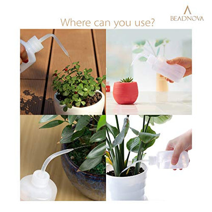BEADNOVA Squeeze Plant Watering Bottle 250ml 8oz Small Wash Bottle Squeeze Plastic Watering Can for Indoor Plants Succulents (1pc) - color: 250ml