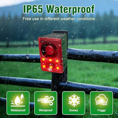 ChunHee Solar Outdoor Motion Sensor Alarm Dog Barking Gunshot Sound 130dB - color: Red-1pack