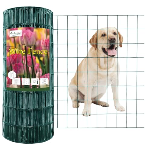 Green PVC Coated Welded Wire Fence 24" x 100' Roll, 2"x3" Mesh, 16 Gauge - color: Green, size: 2''x3'' 16GA 24''x100'
