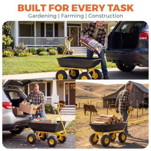 Sekey Heavy-Duty Garden Dump Cart, 600 lb Capacity, Black/Yellow - color: Black, size: 600lbs