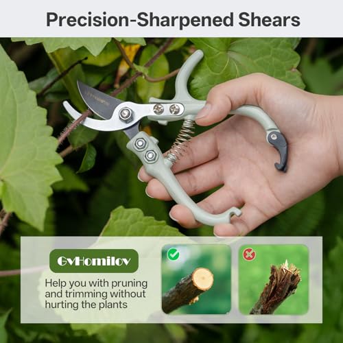 Q-Shaped Lightweight Gardening Pruning Shears for Plant & Tree Trimming - color: Green