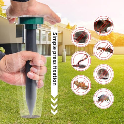 8New Solar Ultrasonic Mole Repellent, Waterproof Stakes Lawn Gophers Snakes