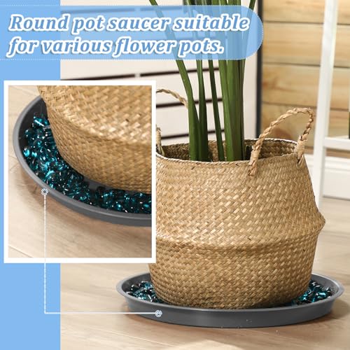 Eccliy 12 Pcs Plastic Plant Saucers Tray, Gray, 16 Inch, Round - color: Gray, size: 16 Inch, style: Round