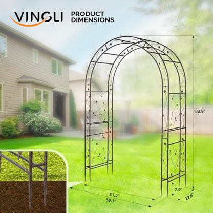 VINGLI Garden Arbor, Arch for Wedding Ceremony Party, Christmas Garden Decor Steel Garden Trellis for Plant Climbing, Pergola for Garden, Backyard, Lawn (Arch Top, Bronze) - style: Arch Top, Bronze