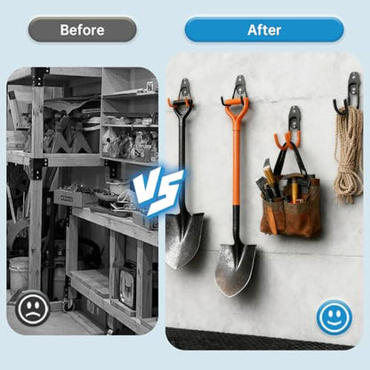 GeeWatom 2 Pack Garage Storage Utility Hooks，Garage Garden Tool Organizer，Steel Wall Mount Hooks, Garden Small U Hooks (Black) - color: Black