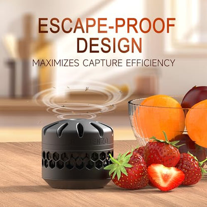 Fruit Fly Traps for Indoors: Fruit Fly and Drain Fly Traps Indoor - Reusable Escape-Proof Trap and Powerful Fruit-Based Bait (2 X 60ml Refills)