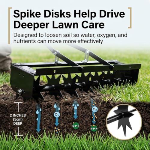 32 Inch Tow Behind Aerator, 132 LBS Heavy Duty Rolling Lawn Aerator