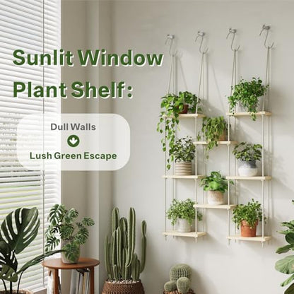 Window Plant Shelves Hanging Rack for Indoor Home Decor, 8-Tier