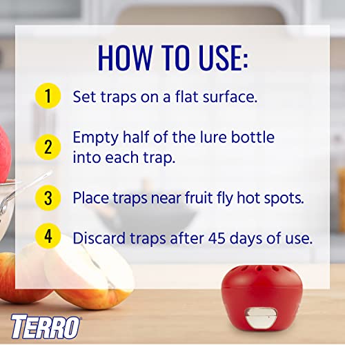 Terro Fruit Fly Traps for Indoors (12 Pack) + 540 Days of Lure Supply - size: 12 Traps