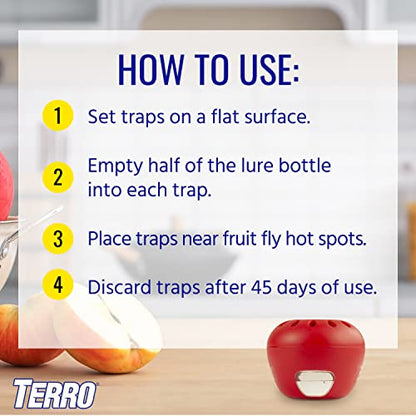 Terro Fruit Fly Traps for Indoors (12 Pack) + 540 Days of Lure Supply - size: 12 Traps