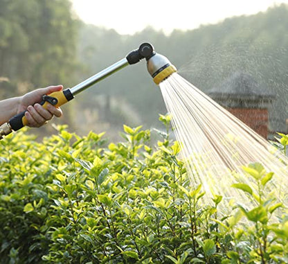 FANHAO 16 Inches Garden Watering Wand, 180° Rotating Head Hose Wand with Thumb Control Shut Off Valve 8 Patterns Heavy Duty Garden Hose Nozzle Yellow - color: Yellow