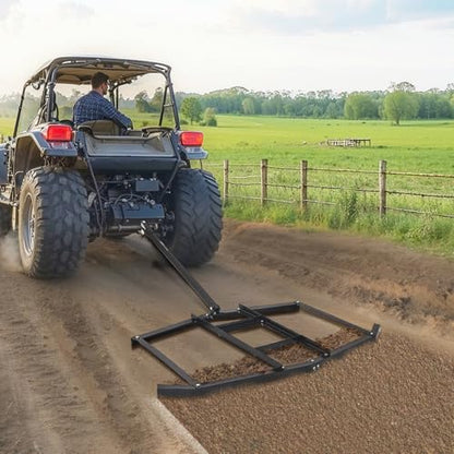 VEVOR Drag Harrow, 74" Width Tow Behind Drag Harrow, Q235 Steel Driveway Grader with Adjustable Bars & Pin Hitch, Support up to 50 lbs, Tractor Driveway Harrow for ATVs, UTVs, Garden Lawn Tractors - size: 74 in