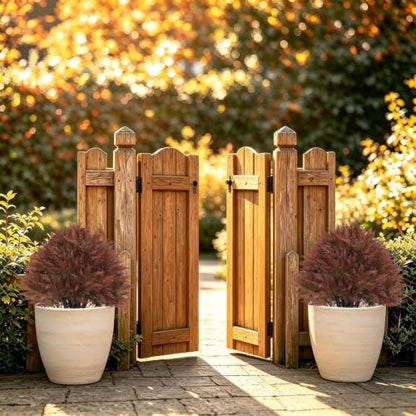 24" Fall Topiary Artificial Outdoor Plants, Faux Cedar Bushes & Shrubs - color: Red Green Mix Cedar