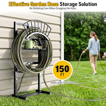 Heavy Duty Garden Hose Holder include 45ft Rubber Hose 5/8"