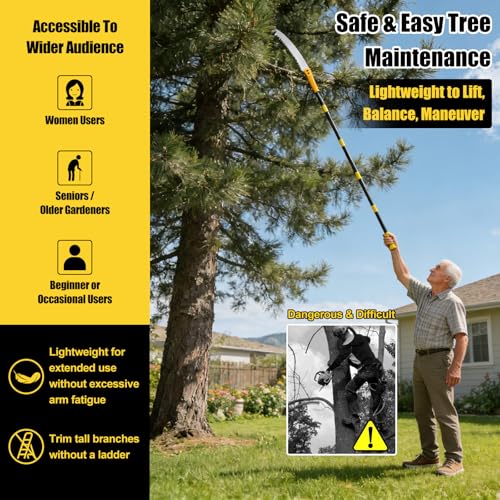 Pole Saw for Tree Trimming, 6FT Lightweight 2 in 1 Manual Hand Saws Tree Trimmer Pole Saw, Sharp Steel Blade, Adjustable Branch Cutter Pruner for Yard Walkway Oak Palm Fruit Pine and Fir Limbs Cutting - size: 6FT