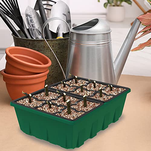 Gardzen 10 Pack Seed Starter Trays with Dome and Green Base 120 Cell - size: 12-Cell Black 10-Pack