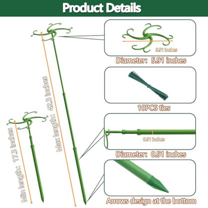 Telescoping Plant Stakes,3Pack 17.3to42.3IN Adjustable MonsteraPlantSupport - size: 42.3 IN 3 PCS