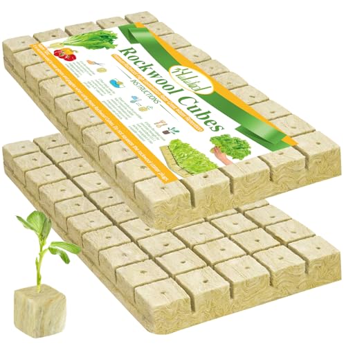 Halatool 1 Inch Rockwool Cubes for Hydroponics, 100 Plugs Seed Starter Cube - color: 2 Sheets, size: 1" Cubes