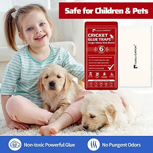 LULUCATCH Cricket Insect Glue Traps - 12 Pack Bug Cockroach Sticky Traps, Large Spider Trap with Pre-Baited Attractant, Highly Effective Glue Boards Indoor, Non-Toxic Pet Safe, Easy to Use - size: 12 Pack
