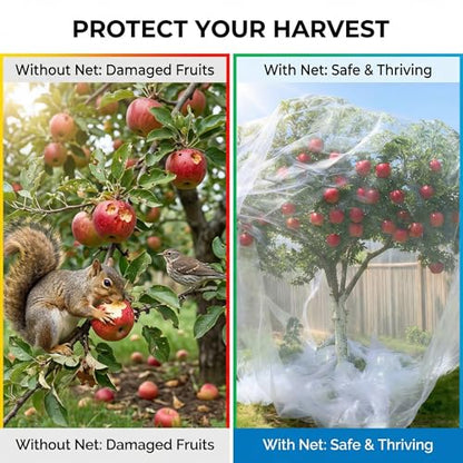 6.5x6.5x6.5Ft Fruit Tree Netting Cover Zipper Drawstring Garden Pest Mesh - size: 6.5x6.5x6.5Ft