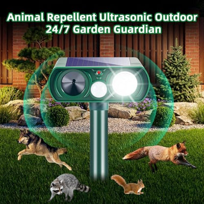 2026 Sonic Fortress Pro Deer Repellent for Plants,4 Pcs Cat Repellent Outdoor Motion Sensor Solar Animal Repellent Ultrasonic Outdoor for Squirrel Rabbit Skunk Racoon Fox Strobe Light,IP65 Waterproof