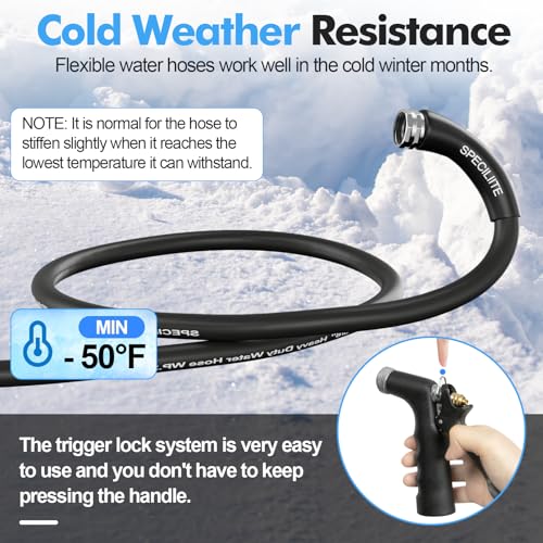 SPECILITE 5/8" Hot/Cold Garden Water Hose 100 ft, -50℉-158℉, Black - size: 5/8in x 100ft