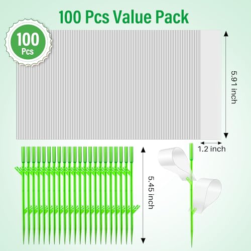 100 Pcs Gnat Sticky Traps for Plants, Sticky Traps for Gnats with 20 Stakes to Control, Aphids, Plant Bug, Mosquito Bits and Whiteflies(Transparent) - color: Transparent