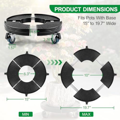 Expandable Plant Caddy with Lockable Wheels