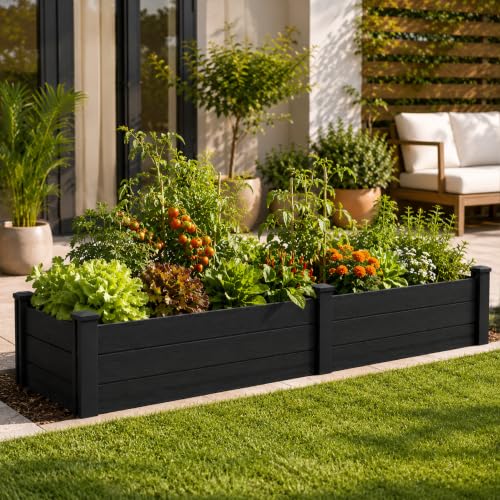 Kozyard 98.9" L x 18.4" W Raised Garden Bed Kit, Outdoor Planter Box - color: Gray