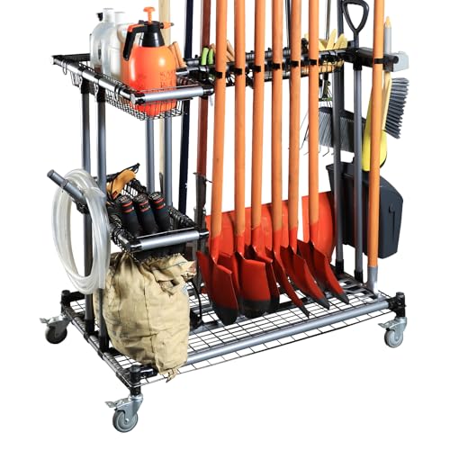 Ultimate Yard Tool Storage Rack with Rolling Casters – Organize All Your Garden Tools Effortlessly