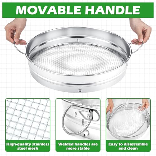 Funnymoom Large Soil Sifter for Gardening with 5 Pcs Compost Screen, Sliver - color: Sliver