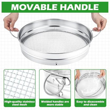 Funnymoom Large Soil Sifter for Gardening with 5 Pcs Compost Screen, Sliver - color: Sliver